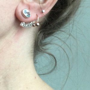 sterling silver ear jacket set with stone